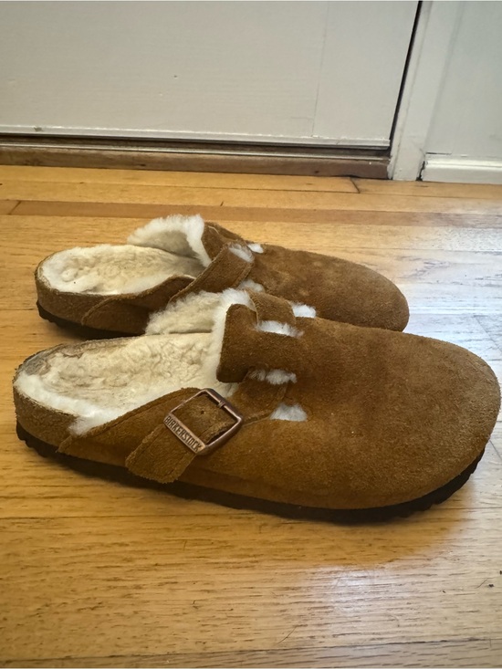 Birkenstock Shoes - Birkenstock Boston Shearling Clog - Chestnut